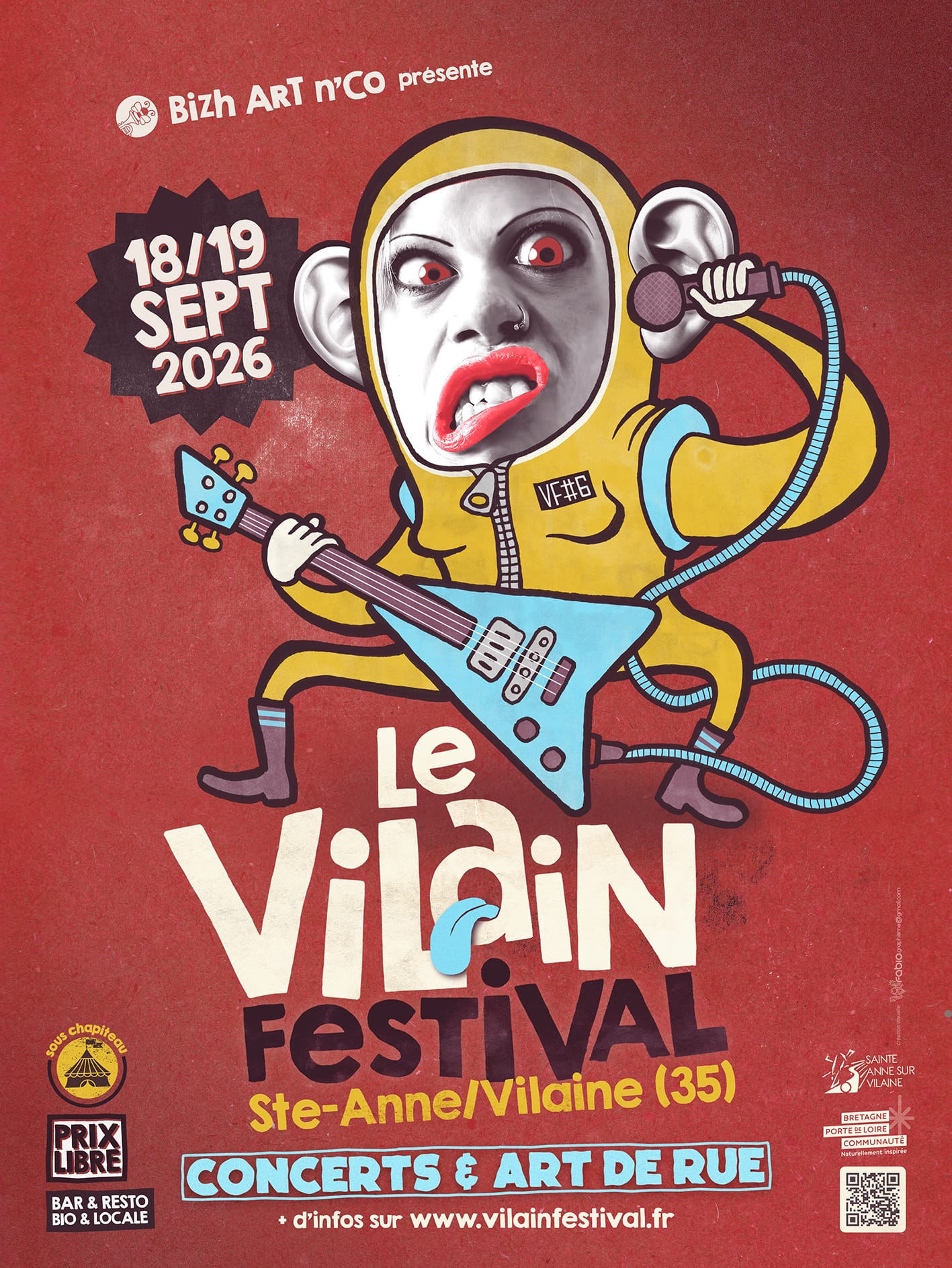 Affiche de l'édition 2026 du Vilain Festival, Festival de Musique & arts de rue à Sainte-Anne-sur-Vilaine (35) le Samedi 14 Septembre 2024